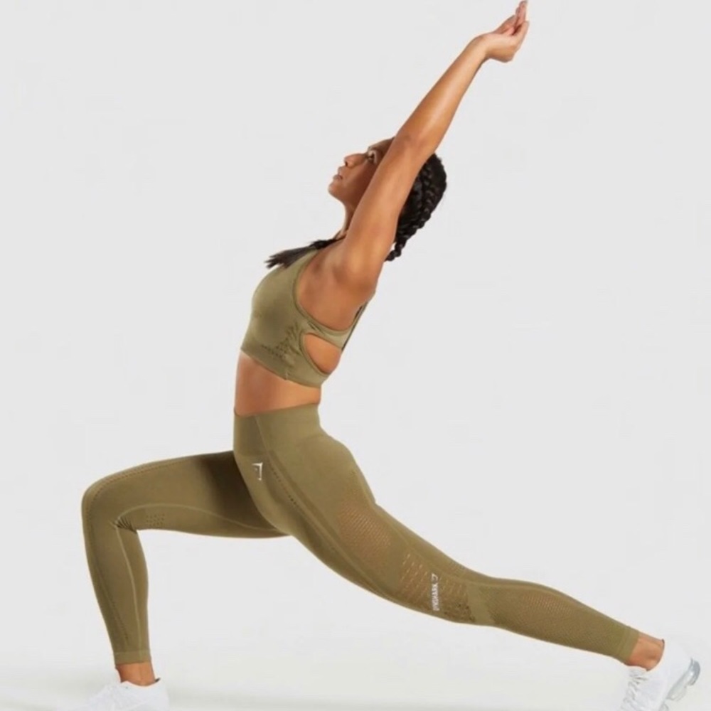 Gymshark Flawless Knit Khaki Leggings